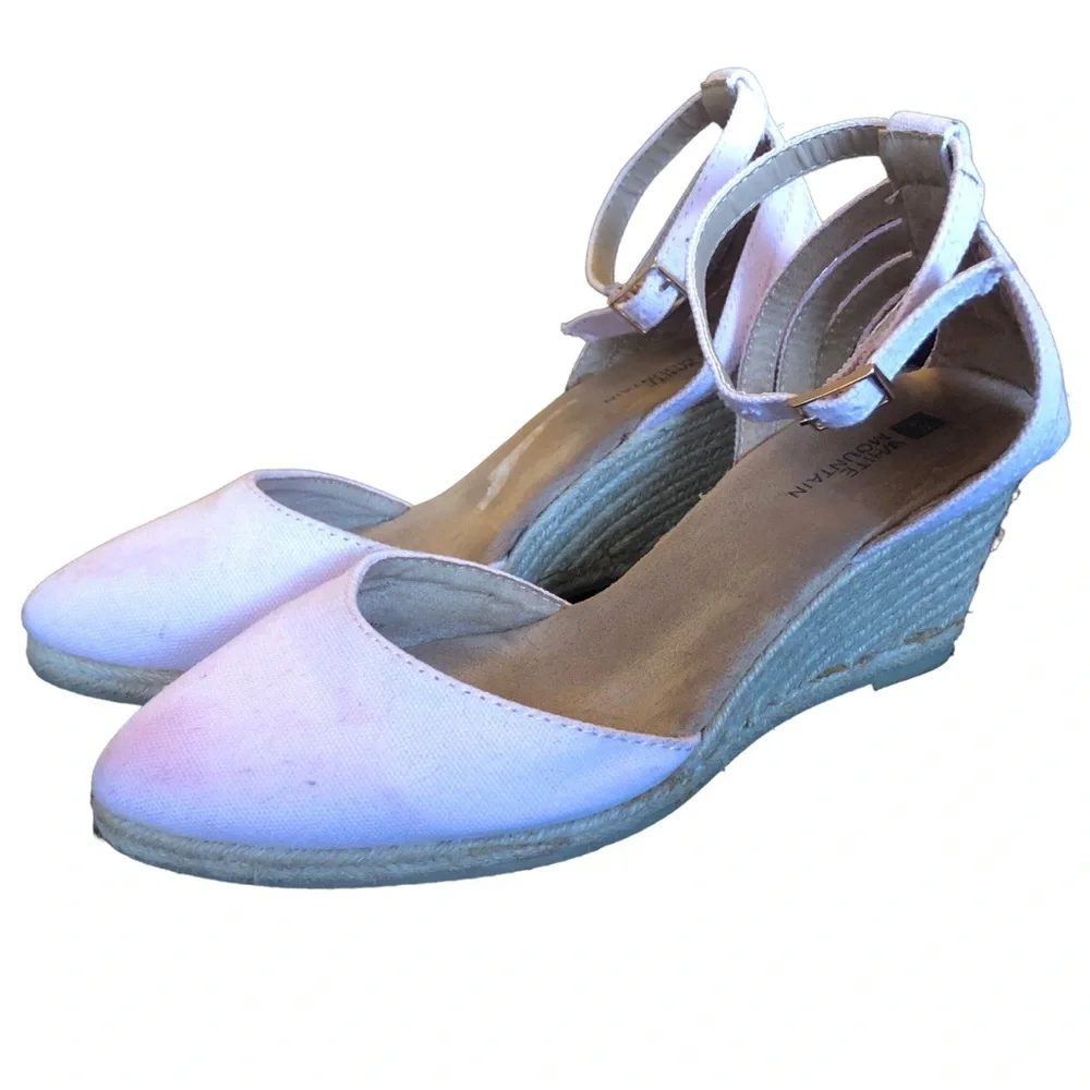 White Mountain Soft Pink Ankle Strap Wedges size 7 1/2 - Picture 5 of 10